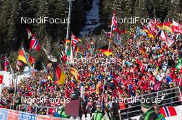 23.01.2015, Antholz, Italy (ITA): Event Feature: The packed grand stand with waving flags - IBU world cup biathlon, sprint women, Antholz (ITA). www.nordicfocus.com. © Manzoni/NordicFocus. Every downloaded picture is fee-liable.