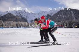 21.01.2015, Antholz, Italy (ITA): Rosanna Crawford (CAN), Matthias Ahrens (GER) coach team Canada - IBU world cup biathlon, training, Antholz (ITA). www.nordicfocus.com. © Manzoni/NordicFocus. Every downloaded picture is fee-liable.