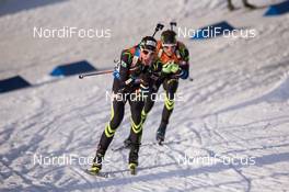 12.02.2015, Oslo, Norway (NOR): Quentin Fillon Maillet (FRA), Simon Desthieux (FRA) - IBU world cup biathlon Holmenkollen, individual men, Oslo (NOR). www.nordicfocus.com. © Manzoni/NordicFocus. Every downloaded picture is fee-liable.