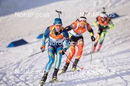 12.02.2015, Oslo, Norway (NOR): Fredrik Lindstroem (SWE), Michael Roesch (BEL) - IBU world cup biathlon Holmenkollen, individual men, Oslo (NOR). www.nordicfocus.com. © Manzoni/NordicFocus. Every downloaded picture is fee-liable.