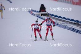 15.02.2015, Oslo, Norway (NOR): Karin Oberhofer (ITA), Federica Sanfilippo (ITA) - IBU world cup biathlon Holmenkollen, relay women, Oslo (NOR). www.nordicfocus.com. © Manzoni/NordicFocus. Every downloaded picture is fee-liable.