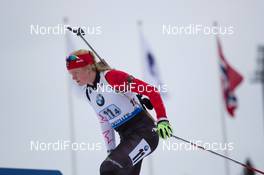 15.02.2015, Oslo, Norway (NOR): Sarah Beaudry (CAN) - IBU world cup biathlon Holmenkollen, relay women, Oslo (NOR). www.nordicfocus.com. © Manzoni/NordicFocus. Every downloaded picture is fee-liable.
