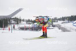 14.02.2015, Oslo, Norway (NOR): Michael Roesch (BEL) - IBU world cup biathlon Holmenkollen, sprint men, Oslo (NOR). www.nordicfocus.com. © Manzoni/NordicFocus. Every downloaded picture is fee-liable.