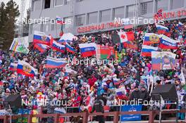 21.03.2015, Khanty-Mansiysk, Russia (RUS): Event Feature: Russian fans on the grand stand - IBU world cup biathlon, pursuit men, Khanty-Mansiysk (RUS). www.nordicfocus.com. © Manzoni/NordicFocus. Every downloaded picture is fee-liable.