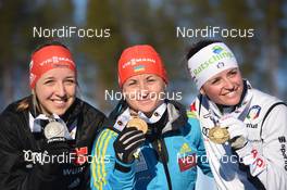 15.03.2015, Kontiolahti, Finland (FIN): SEMERENKO Valj (UKR), PREUSS Franziska (GER), OBERHOFER Karin (ITA), - IBU world championships biathlon, mass women, Kontiolahti (FIN). www.nordicfocus.com. © Evgeny Tumashov / NordicFocus. Every downloaded picture is fee-liable.