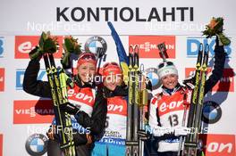 15.03.2015, Kontiolahti, Finland (FIN): SEMERENKO Valj (UKR), PREUSS Franziska (GER), OBERHOFER Karin (ITA),  - IBU world championships biathlon, mass women, Kontiolahti (FIN). www.nordicfocus.com. © Evgeny Tumashov / NordicFocus. Every downloaded picture is fee-liable.