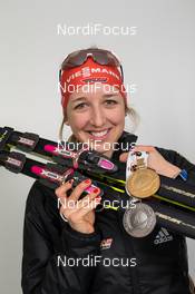 15.03.2015, Kontiolahti, Finland (FIN): Franziska Preuss (GER) - IBU world championships biathlon, medals, Kontiolahti (FIN). www.nordicfocus.com. © NordicFocus. Every downloaded picture is fee-liable.