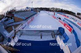 08.03.2015, Kontiolahti, Finland (FIN): Biathlon Feature: The finish straight with the grand stands of Kontiolahti - IBU world championships biathlon, pursuit men, Kontiolahti (FIN). www.nordicfocus.com. © NordicFocus. Every downloaded picture is fee-liable.