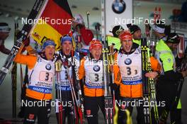 14.03.2015, Kontiolahti, Finland (FIN): Erik LESSER (GER), Daniel BOEHM (GER), Arnd PEIFFER (GER), Simon SCHEMPP (GER), - IBU world championships biathlon, relay men, Kontiolahti (FIN). www.nordicfocus.com. © Evgeny Tumashov / NordicFocus. Every downloaded picture is fee-liable.