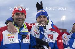 05.12.2015, Oestersund, Sweden (SWE): Siegfried Mazet (FRA) coach team France, Stephane Bouthiaux (FRA) coach Team France, (l-r) - IBU world cup biathlon, sprint men, Oestersund (SWE). www.nordicfocus.com. © Manzoni/NordicFocus. Every downloaded picture is fee-liable.