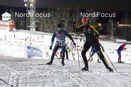 04.12.2015, Oestersund, Sweden (SWE): Guillaume Robert (FRA), Salomon race service, Vanessa Hinz (GER), (l-r) -  IBU world cup biathlon, training, Oestersund (SWE). www.nordicfocus.com. © Manzoni/NordicFocus. Every downloaded picture is fee-liable.