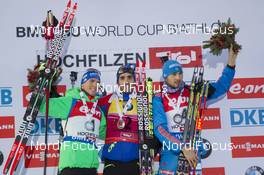 12.12.2015, Hochfilzen, Austria (AUT): Simon Schempp (GER), Martin Fourcade (FRA), Anton Shipulin (RUS), (l-r) -  IBU world cup biathlon, pursuit men, Hochfilzen (AUT). www.nordicfocus.com. © Manzoni/NordicFocus. Every downloaded picture is fee-liable.