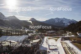 13.12.2015, Hochfilzen, Austria (AUT): Event Feature: Overview over the Biathlon Stadium of Hochfilzen one year prior to the World Championships -  IBU world cup biathlon, relay women, Hochfilzen (AUT). www.nordicfocus.com. © Manzoni/NordicFocus. Every downloaded picture is fee-liable.