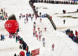 04.01.2015, Oberstdorf, Germany (GER): the top group passes the first bridge - FIS world cup cross-country, tour de ski, pursuit men, Oberstdorf (GER). www.nordicfocus.com. © Felgenhauer/NordicFocus. Every downloaded picture is fee-liable.