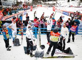 04.01.2015, Oberstdorf, Germany (GER): the swedish team including Marcus Hellner (SWE) cooling down - FIS world cup cross-country, tour de ski, pursuit men, Oberstdorf (GER). www.nordicfocus.com. © Felgenhauer/NordicFocus. Every downloaded picture is fee-liable.