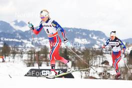 04.01.2015, Oberstdorf, Germany (GER): Therese Johaug (NOR), Heidi Weng (NOR), (l-r)  - FIS world cup cross-country, tour de ski, pursuit women, Oberstdorf (GER). www.nordicfocus.com. © Felgenhauer/NordicFocus. Every downloaded picture is fee-liable.