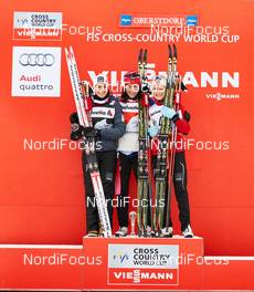 04.01.2015, Oberstdorf, Germany (GER): Heidi Weng (NOR), Marit Bjoergen (NOR), Therese Johaug (NOR), (l-r) - FIS world cup cross-country, tour de ski, pursuit women, Oberstdorf (GER). www.nordicfocus.com. © Felgenhauer/NordicFocus. Every downloaded picture is fee-liable.