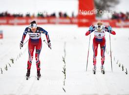 04.01.2015, Oberstdorf, Germany (GER): Heidi Weng (NOR), Therese Johaug (NOR), (l-r)  - FIS world cup cross-country, tour de ski, pursuit women, Oberstdorf (GER). www.nordicfocus.com. © Felgenhauer/NordicFocus. Every downloaded picture is fee-liable.