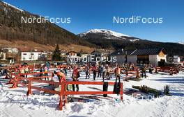 05.01.2015, Val Mustair, Switzerland (SUI): crowded ski depot during training session - FIS world cup cross-country, tour de ski, training, Val Mustair (SUI). www.nordicfocus.com. © Felgenhauer/NordicFocus. Every downloaded picture is fee-liable.