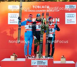07.01.2015, Cortina-Toblach, Italy (ITA): Evgeniy Belov (RUS), Alexey Poltoranin (KAZ), Martin Johnsrud Sundby (NOR), (l-r) - FIS world cup cross-country, tour de ski, 10km men, Cortina-Toblach (ITA). www.nordicfocus.com. © Felgenhauer/NordicFocus. Every downloaded picture is fee-liable.