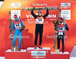 07.01.2015, Cortina-Toblach, Italy (ITA): Evgeniy Belov (RUS), Alexey Poltoranin (KAZ), Martin Johnsrud Sundby (NOR), (l-r) - FIS world cup cross-country, tour de ski, 10km men, Cortina-Toblach (ITA). www.nordicfocus.com. © Felgenhauer/NordicFocus. Every downloaded picture is fee-liable.