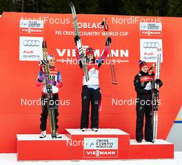 07.01.2015, Cortina-Toblach, Italy (ITA): Therese Johaug (NOR), Marit Bjoergen (NOR), Heidi Weng (NOR), (l-r) - FIS world cup cross-country, tour de ski, 5km women, Cortina-Toblach (ITA). www.nordicfocus.com. © Felgenhauer/NordicFocus. Every downloaded picture is fee-liable.
