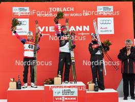 07.01.2015, Cortina-Toblach, Italy (ITA): Therese Johaug (NOR), Marit Bjoergen (NOR), Heidi Weng (NOR), (l-r) - FIS world cup cross-country, tour de ski, 5km women, Cortina-Toblach (ITA). www.nordicfocus.com. © Felgenhauer/NordicFocus. Every downloaded picture is fee-liable.