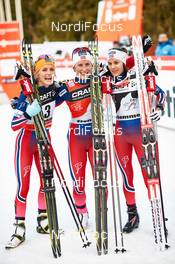 11.01.2015, Val di Fiemme, Italy (ITA): Therese Johaug (NOR), Marit Bjoergen (NOR), Heidi Weng (NOR), (l-r)  - FIS world cup cross-country, tour de ski, final climb women, Val di Fiemme (ITA). www.nordicfocus.com. © Felgenhauer/NordicFocus. Every downloaded picture is fee-liable.