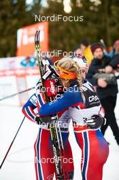 11.01.2015, Val di Fiemme, Italy (ITA): Marit Bjoergen (NOR), Therese Johaug (NOR), (l-r)  - FIS world cup cross-country, tour de ski, final climb women, Val di Fiemme (ITA). www.nordicfocus.com. © Felgenhauer/NordicFocus. Every downloaded picture is fee-liable.