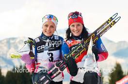 11.01.2015, Val di Fiemme, Italy (ITA): Therese Johaug (NOR), Marit Bjoergen (NOR), (l-r)  - FIS world cup cross-country, tour de ski, final climb women, Val di Fiemme (ITA). www.nordicfocus.com. © Felgenhauer/NordicFocus. Every downloaded picture is fee-liable.