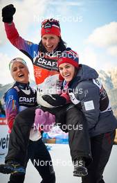 11.01.2015, Val di Fiemme, Italy (ITA): Therese Johaug (NOR), Marit Bjoergen (NOR), Heidi Weng (NOR), (l-r) - FIS world cup cross-country, tour de ski, final climb women, Val di Fiemme (ITA). www.nordicfocus.com. © Felgenhauer/NordicFocus. Every downloaded picture is fee-liable.