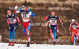 10.01.2015, Val di Fiemme, Italy (ITA): Alexander Bessmertnykh (RUS), Martin Jaks (CZE), Stanislav Volzhentsev (RUS), (l-r)  - FIS world cup cross-country, tour de ski, mass men, Val di Fiemme (ITA). www.nordicfocus.com. © Felgenhauer/NordicFocus. Every downloaded picture is fee-liable.