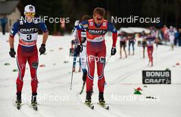 10.01.2015, Val di Fiemme, Italy (ITA): Martin Johnsrud Sundby (NOR), Petter Northug (NOR), (l-r)  - FIS world cup cross-country, tour de ski, mass men, Val di Fiemme (ITA). www.nordicfocus.com. © Felgenhauer/NordicFocus. Every downloaded picture is fee-liable.