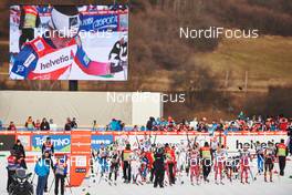 10.01.2015, Val di Fiemme, Italy (ITA): prestart preparations - FIS world cup cross-country, tour de ski, mass women, Val di Fiemme (ITA). www.nordicfocus.com. © Felgenhauer/NordicFocus. Every downloaded picture is fee-liable.