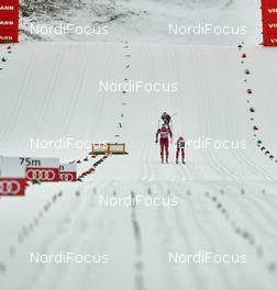 10.01.2015, Val di Fiemme, Italy (ITA): Marit Bjoergen (NOR), Heidi Weng (NOR), Therese Johaug (NOR), (l-r)  - FIS world cup cross-country, tour de ski, mass women, Val di Fiemme (ITA). www.nordicfocus.com. © Felgenhauer/NordicFocus. Every downloaded picture is fee-liable.