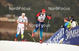 10.01.2015, Val di Fiemme, Italy (ITA): Emma Wiken (SWE), Alevtina Tanygina (RUS), (l-r)  - FIS world cup cross-country, tour de ski, mass women, Val di Fiemme (ITA). www.nordicfocus.com. © Felgenhauer/NordicFocus. Every downloaded picture is fee-liable.