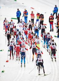 10.01.2015, Val di Fiemme, Italy (ITA): the women's mass start in the first uphill - FIS world cup cross-country, tour de ski, mass women, Val di Fiemme (ITA). www.nordicfocus.com. © Felgenhauer/NordicFocus. Every downloaded picture is fee-liable.