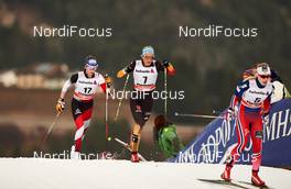 10.01.2015, Val di Fiemme, Italy (ITA): Teresa Stadlober (AUT), Nicole Fessel (GER), Ragnhild Haga (NOR), (l-r)  - FIS world cup cross-country, tour de ski, mass women, Val di Fiemme (ITA). www.nordicfocus.com. © Felgenhauer/NordicFocus. Every downloaded picture is fee-liable.
