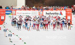 10.01.2015, Val di Fiemme, Italy (ITA): start - FIS world cup cross-country, tour de ski, mass women, Val di Fiemme (ITA). www.nordicfocus.com. © Felgenhauer/NordicFocus. Every downloaded picture is fee-liable.