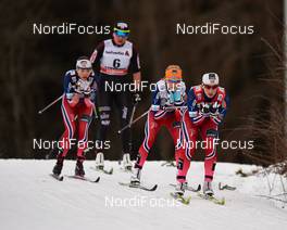 10.01.2015, Val di Fiemme, Italy (ITA): Heidi Weng (NOR), Justyna Kowalczyk (POL), Therese Johaug (NOR), Marit Bjoergen (NOR), (l-r)  - FIS world cup cross-country, tour de ski, mass women, Val di Fiemme (ITA). www.nordicfocus.com. © Felgenhauer/NordicFocus. Every downloaded picture is fee-liable.