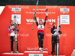 10.01.2015, Val di Fiemme, Italy (ITA): Marit Bjoergen (NOR), Therese Johaug (NOR), Heidi Weng (NOR), (l-r) - FIS world cup cross-country, tour de ski, mass women, Val di Fiemme (ITA). www.nordicfocus.com. © Felgenhauer/NordicFocus. Every downloaded picture is fee-liable.
