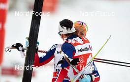 10.01.2015, Val di Fiemme, Italy (ITA): Therese Johaug (NOR), Marit Bjoergen (NOR), (l-r)  - FIS world cup cross-country, tour de ski, mass women, Val di Fiemme (ITA). www.nordicfocus.com. © Felgenhauer/NordicFocus. Every downloaded picture is fee-liable.