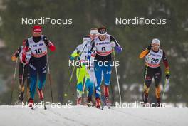 17.01.2015, Otepaeae, Estland (EST): (l-r) Yulia Romanova (RUS) , Mona-Lisa Malvalehto (FIN), Peltonen, Rex, Alpina, Rottefella and Sandra Ringwald (GER), Madshus, One Way, Rottefella, Adidas - FIS world cup cross-country, individual sprint, Otepaeae (EST). www.nordicfocus.com. © Laiho/NordicFocus. Every downloaded picture is fee-liable.