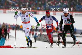 17.01.2015, Otepaeae, Estland (EST): (l-r) Emil Joensson (SWE), Fischer, Swix, Rottefella, Craft, Tomas Northug (NOR), Fischer, Swix and Jovian Hediger (SUI), Rossignol, KV+, Odlo - FIS world cup cross-country, individual sprint, Otepaeae (EST). www.nordicfocus.com. © Laiho/NordicFocus. Every downloaded picture is fee-liable.