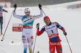 17.01.2015, Otepaeae, Estland (EST): (l-r) Stina Nilsson (SWE), Fischer, Alpina, Craft and Ingvild Flugstad Oestberg (NOR), Madshus, Swix, Rottefella - FIS world cup cross-country, individual sprint, Otepaeae (EST). www.nordicfocus.com. © Laiho/NordicFocus. Every downloaded picture is fee-liable.