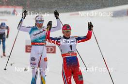 17.01.2015, Otepaeae, Estland (EST): (l-r) Stina Nilsson (SWE), Fischer, Alpina, Craft and Ingvild Flugstad Oestberg (NOR), Madshus, Swix, Rottefella - FIS world cup cross-country, individual sprint, Otepaeae (EST). www.nordicfocus.com. © Laiho/NordicFocus. Every downloaded picture is fee-liable.