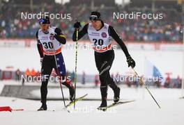 17.01.2015, Otepaeae, Estland (EST): (l-r) Simeon Hamilton (USA), Fischer, Swix and Gianluca Cologna (SUI), Fischer, One Way, Odlo - FIS world cup cross-country, individual sprint, Otepaeae (EST). www.nordicfocus.com. © Laiho/NordicFocus. Every downloaded picture is fee-liable.