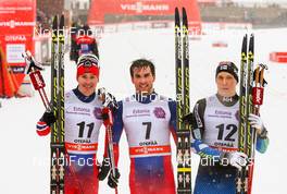 17.01.2015, Otepaeae, Estland (EST): (l-r) Ola Vigen Hattestad (NOR), Fischer, Swix, Rottefella, Tomas Northug (NOR), Fischer, Swix and Toni Ketelae (FIN), Fischer, Swix, Rottefella - FIS world cup cross-country, individual sprint, Otepaeae (EST). www.nordicfocus.com. © Laiho/NordicFocus. Every downloaded picture is fee-liable.