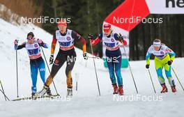 18.01.2015, Otepaeae, Estland (EST): Krista Parmakoski (FIN), Madshus, Denise Herrmann (GER), Fischer, Swix,  Rottefella, Adidas, Natalia Matveeva (RUS), Fischer, Swix, Alpina, Rottefella, Adidas and Nika Razinger (SLO), Fischer, One Way, Alpina, Rittefella - FIS world cup cross-country, team sprint, Otepaeae (EST). www.nordicfocus.com. © Laiho/NordicFocus. Every downloaded picture is fee-liable.
