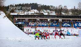 18.01.2015, Otepaeae, Estland (EST): (l-r) Alenka Cebasek (SLO), Fischer, One Way, Alpina, Rottefella, Hanna Kolb (GER), Madshus, Swix, Adidas, Lucia Scardoni (ITA), Fischer, Swix , Katherine Harsem (NOR) and Justyna Kowalczyk (POL), Fischer, Swix, Rottefella - FIS world cup cross-country, team sprint, Otepaeae (EST). www.nordicfocus.com. © Laiho/NordicFocus. Every downloaded picture is fee-liable.